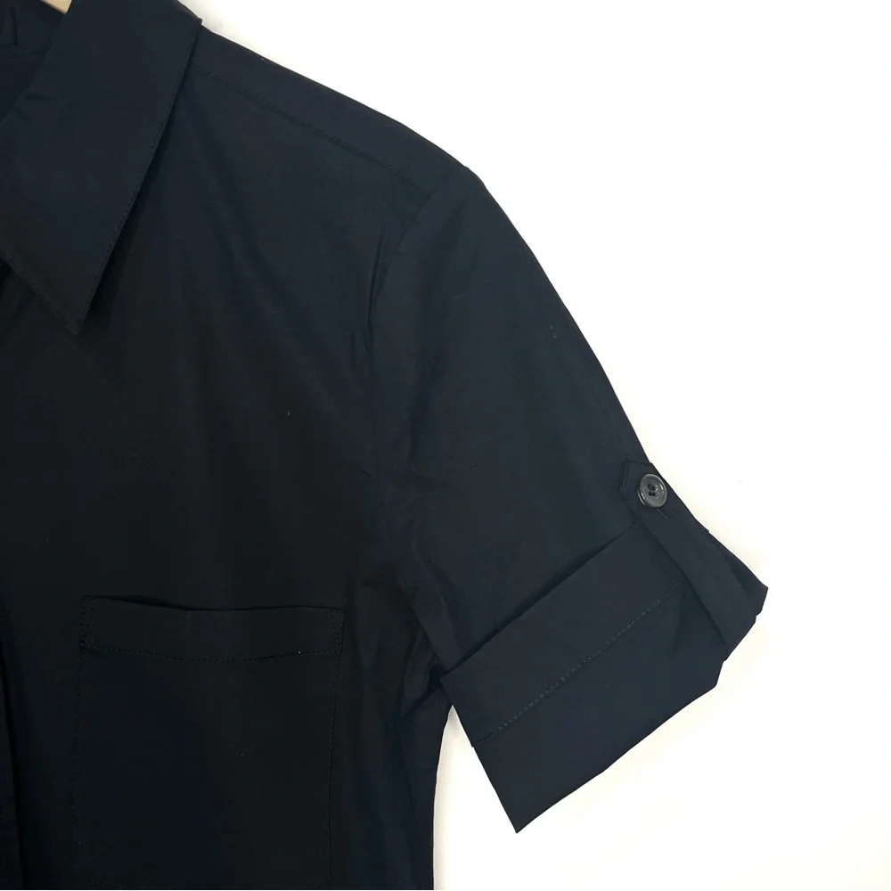 Theory Mayvine Cotton Poplin Button down Utility Dress Black Size 6 - Picture 5 of 9